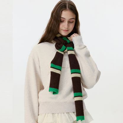 Retro Striped Knit Scarf Cozy Multicolor Infinity Scarf