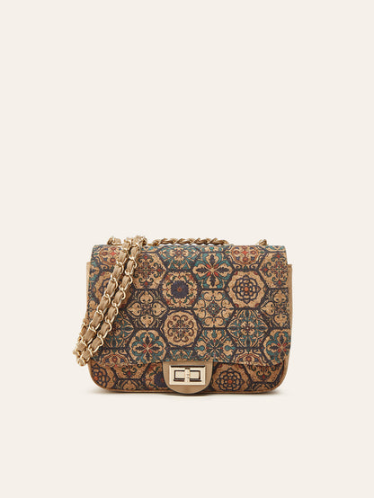 Vintage Ethnic Print Cork Crossbody Bag Fashion Shoulder Bag