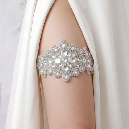 Bridal Lace Garter Belt with Rhinestones and Pearls for Elegant Weddings