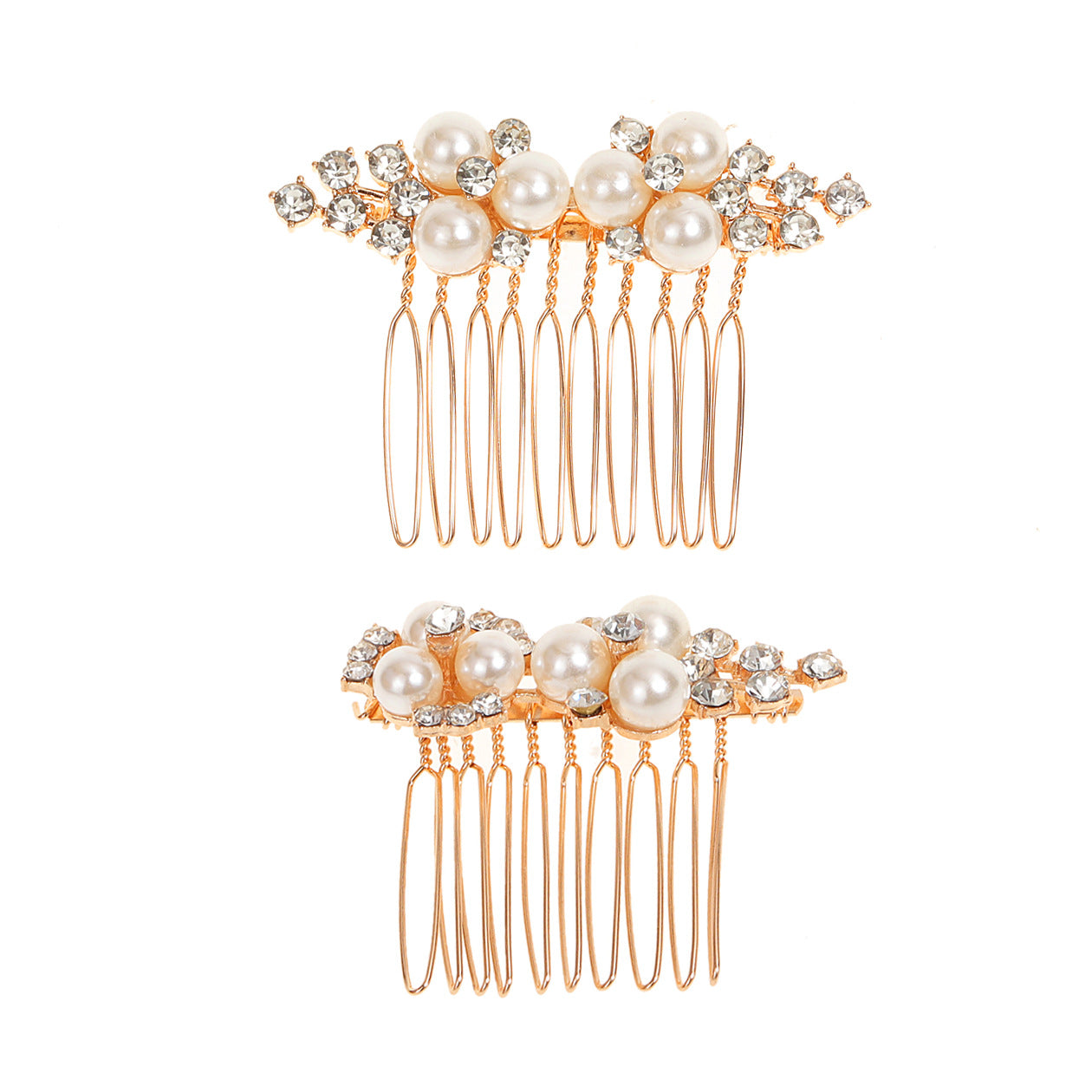 Gold and Silver Floral Hair Combs Set Wedding Hairpiece