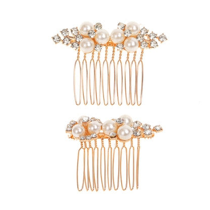 Gold and Silver Floral Hair Combs Set Wedding Hairpiece