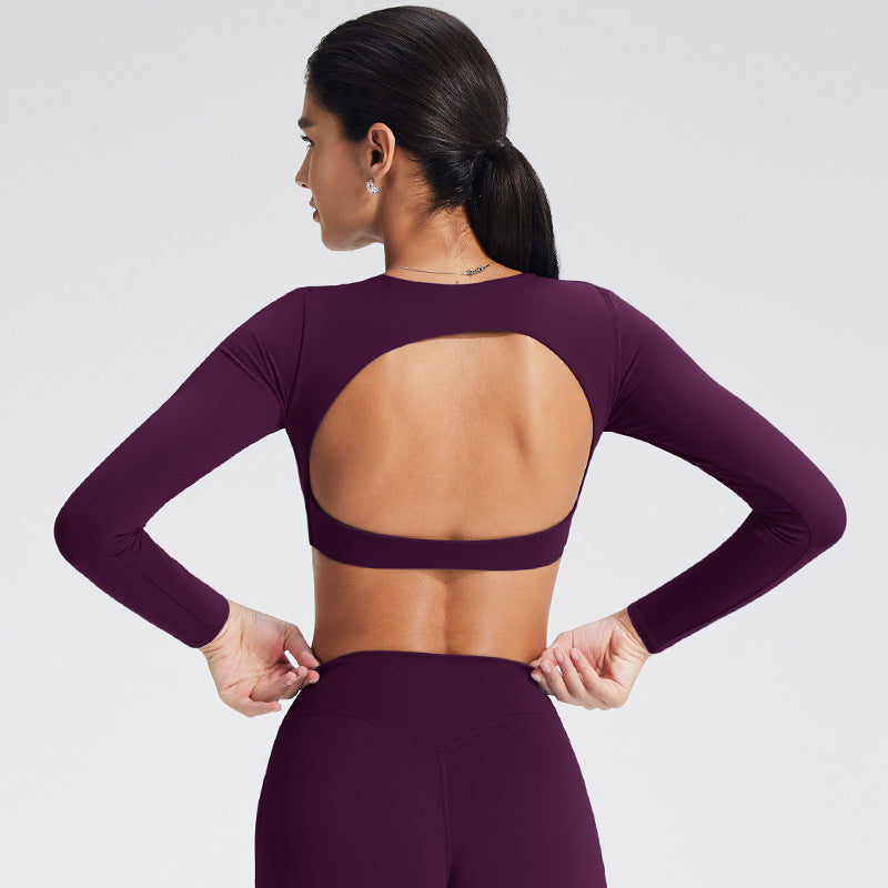Elegant Women's Sporty Long Sleeve T-Shirt with Built-In Bra