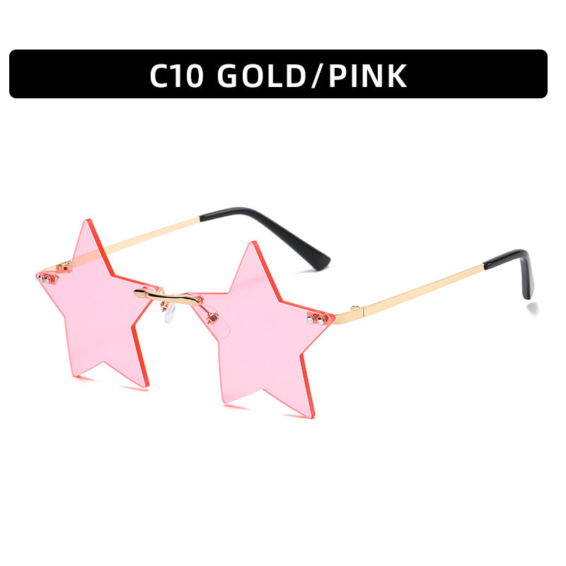 Trendy Star Shaped Sunglasses Pink Gradient UV400 Protection