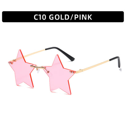 Trendy Star Shaped Sunglasses Pink Gradient UV400 Protection