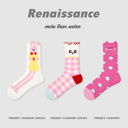 Socks Renaissance Animal Cartoon Combed Cotton Casual