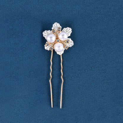 Handmade Pearl Daisy Hairpins U Shaped Hair Fork Bridal Hairpiece