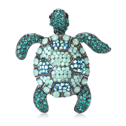 Alloy Turtle Brooch with Rhinestones for Men and Women