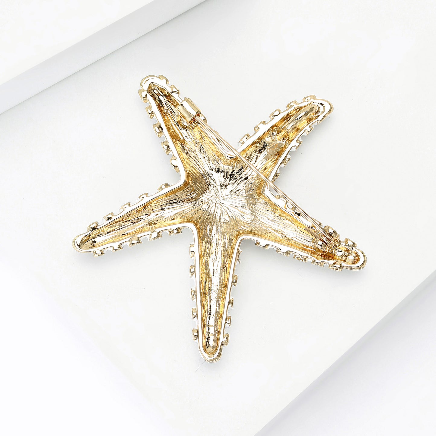 Tropical Starfish Brooch Alloy Rhinestone Pin Fashion Accessory