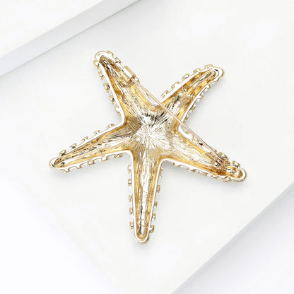Tropical Starfish Brooch Alloy Rhinestone Pin Fashion Accessory
