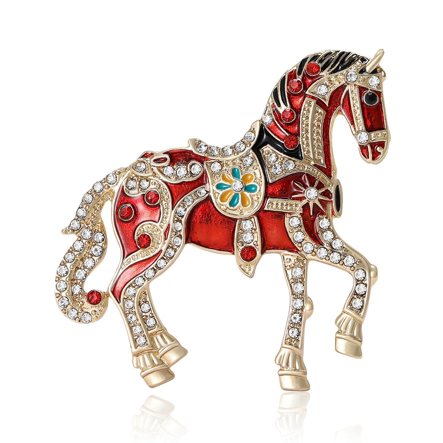 Luxury Enamel Animal Brooch with Rhinestones for Men and Women