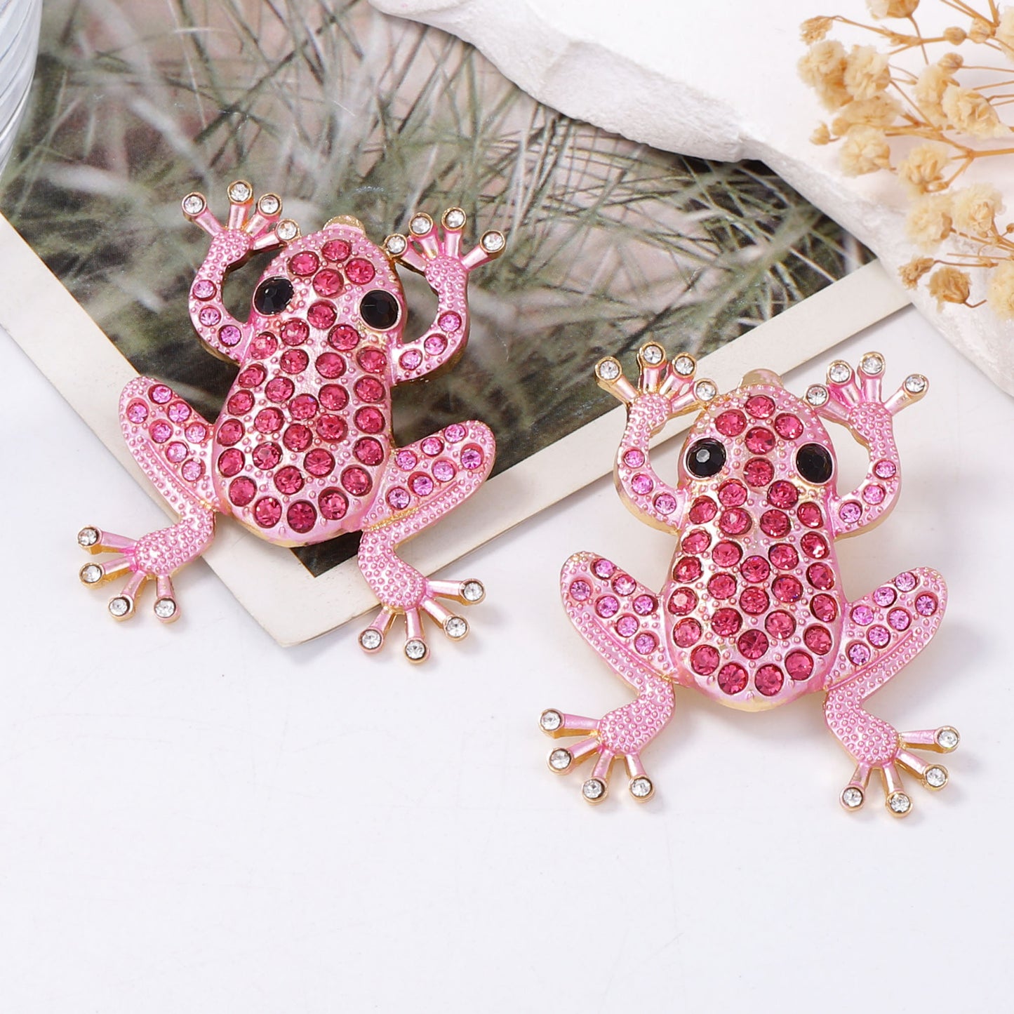 Stud Earrings Frog Pearl Zircon Stainless Posts Chic