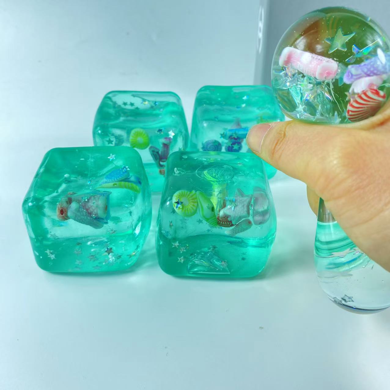 Squishy Stress Toy Ocean Malt Cube Soft Silicone