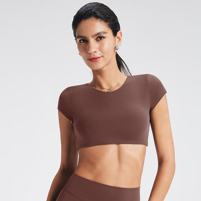 Women's Hollow Long Sleeve Yoga Top with Built-In Bra - Moisture-Wicking Fitness Tee