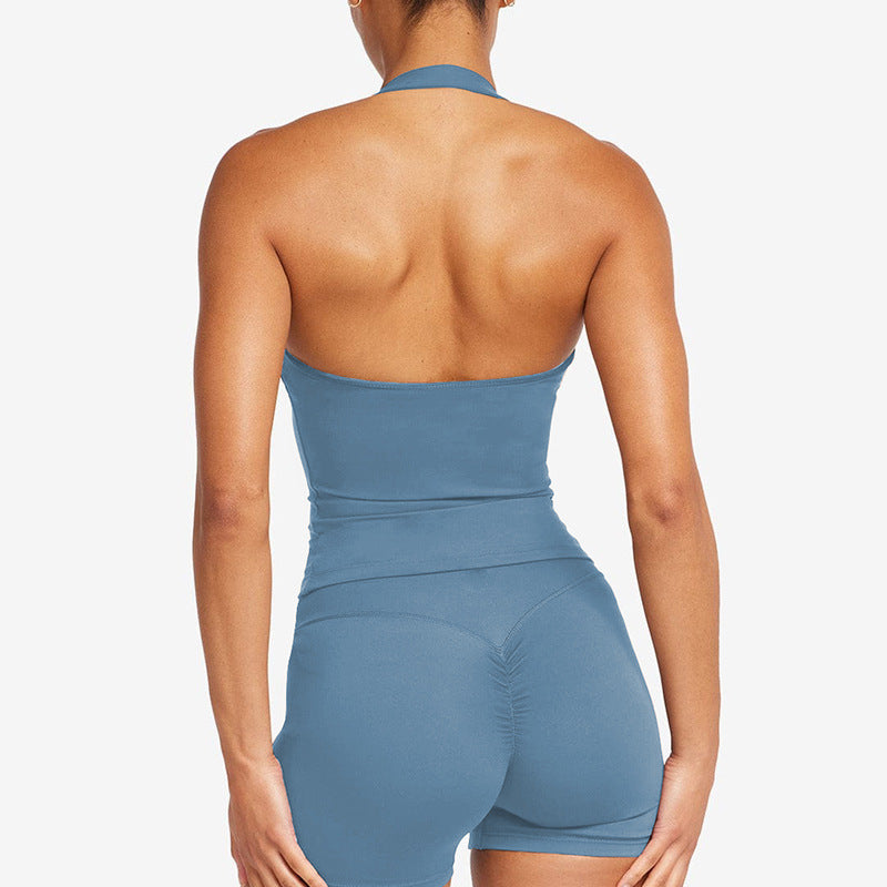 Crossback Sports Tank Top with Removable Pads for Gym and Yoga