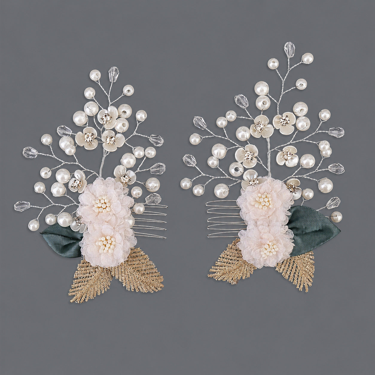 Elegant Floral Hair Clips with Pearl and Rhinestone Accents