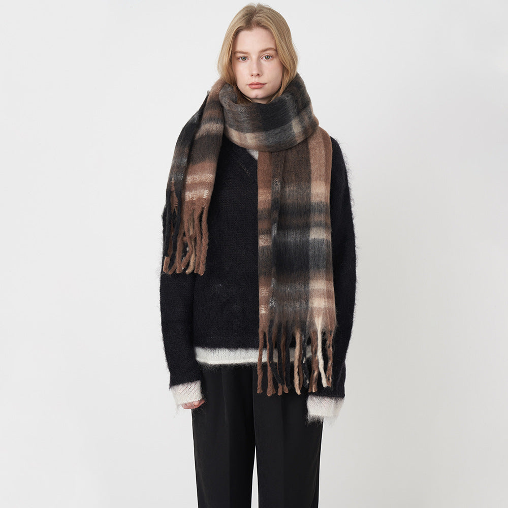 Soft Cashmere Feel Plaid Scarf for Women - Vintage Style