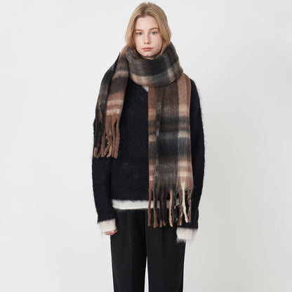 Soft Cashmere Feel Plaid Scarf for Women - Vintage Style