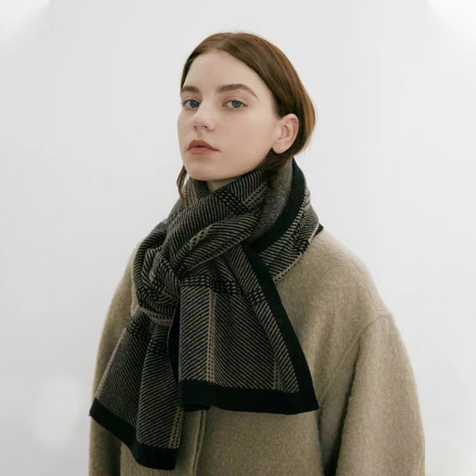 Vintage-Inspired Chunky Knit Plaid Scarf for Unisex