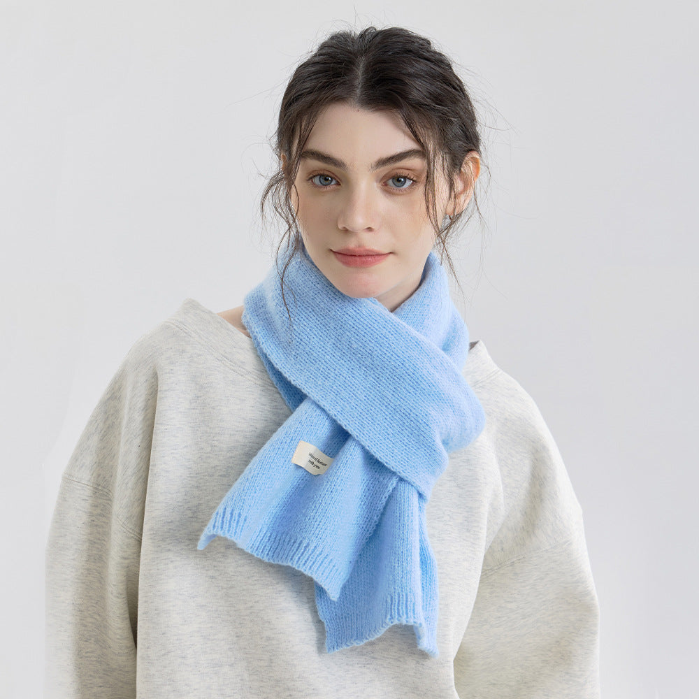 12-Color Solid Knit Scarf for Women and Men - Versatile Cozy Neck Warmer