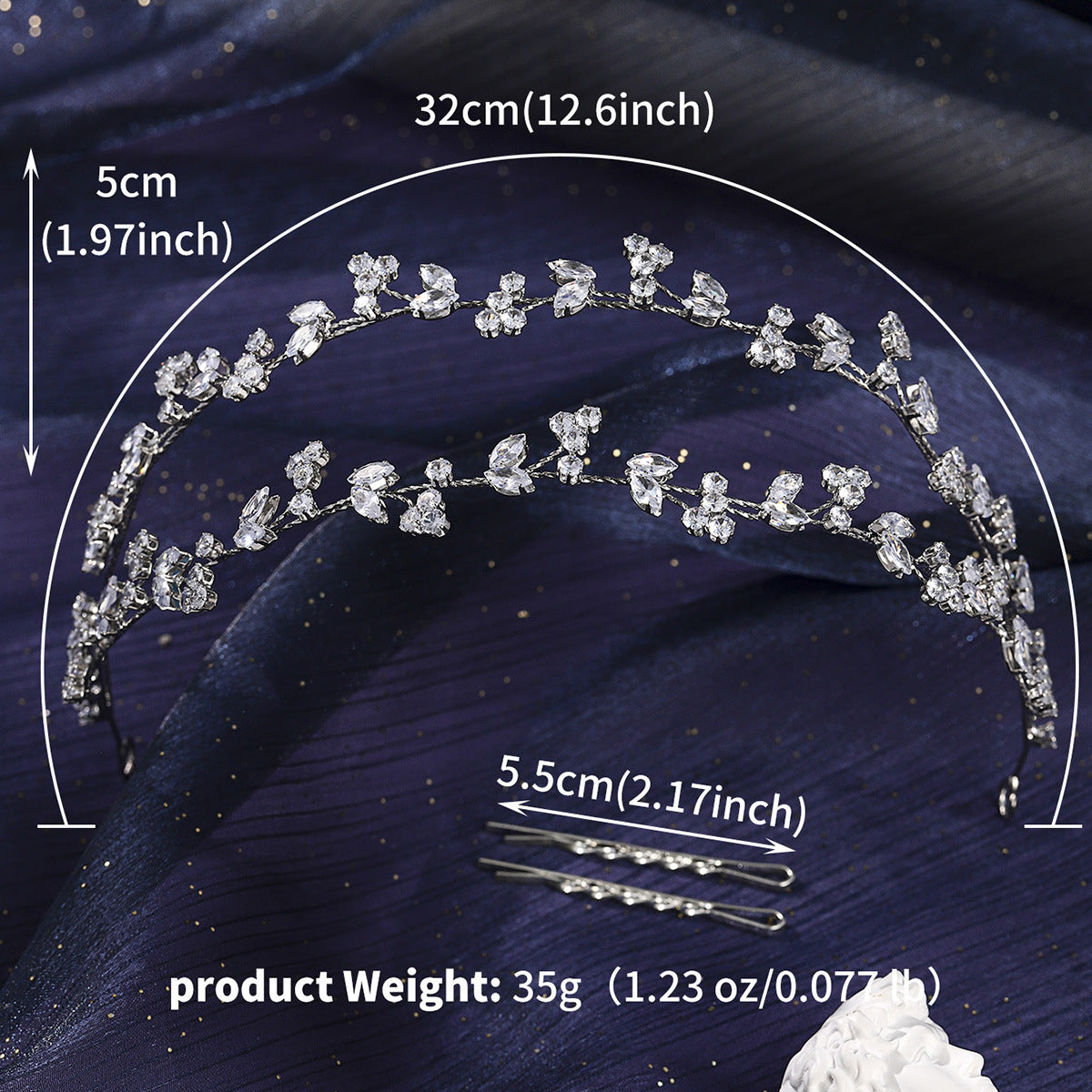 Bridal Crystal Headband Elegant Silver Hair Accessory for Weddings and Parties