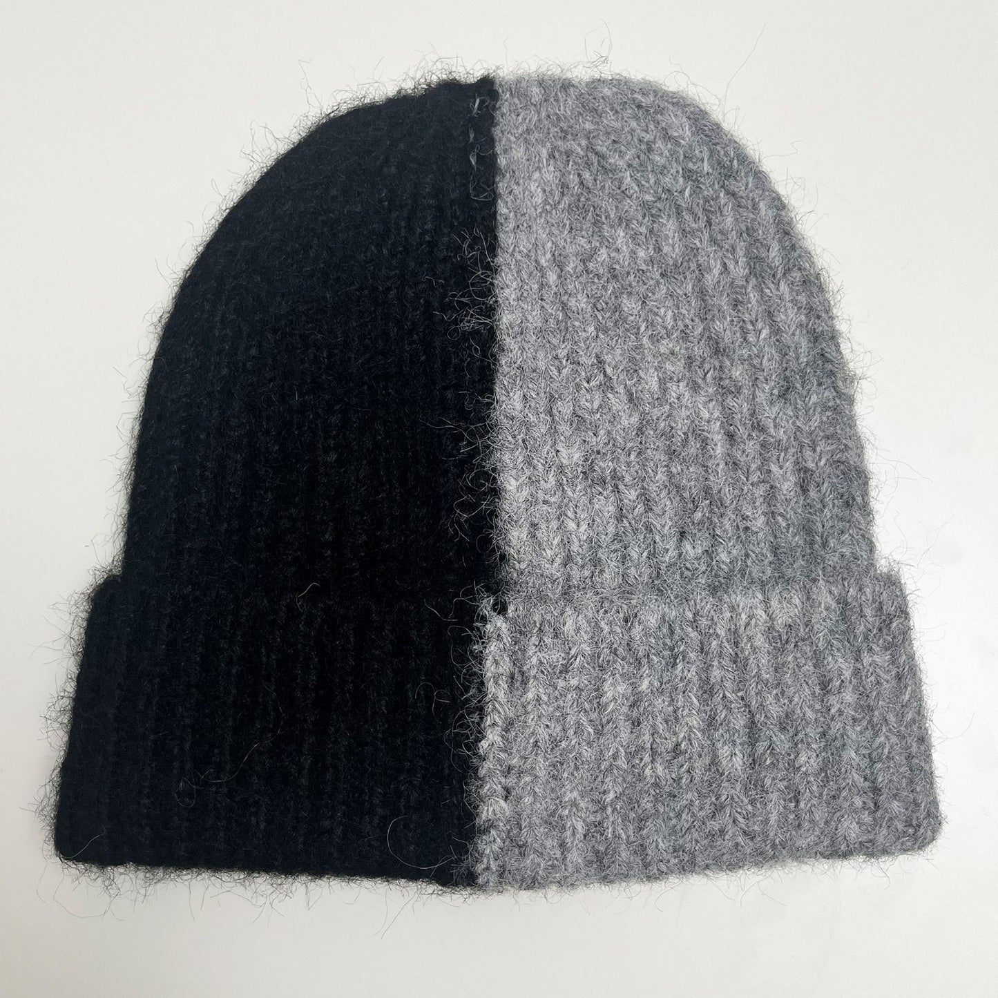 Trendy Color Block Knitted Beanie Soft Plush Warm Hat