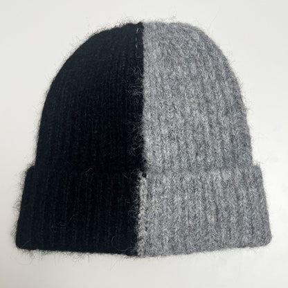 Trendy Color Block Knitted Beanie Soft Plush Warm Hat