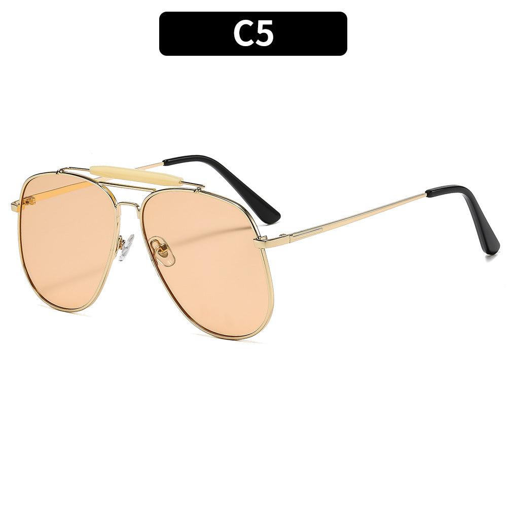 Trendy Metal Frame Cat-Eye Sunglasses Unisex UV400 Protection