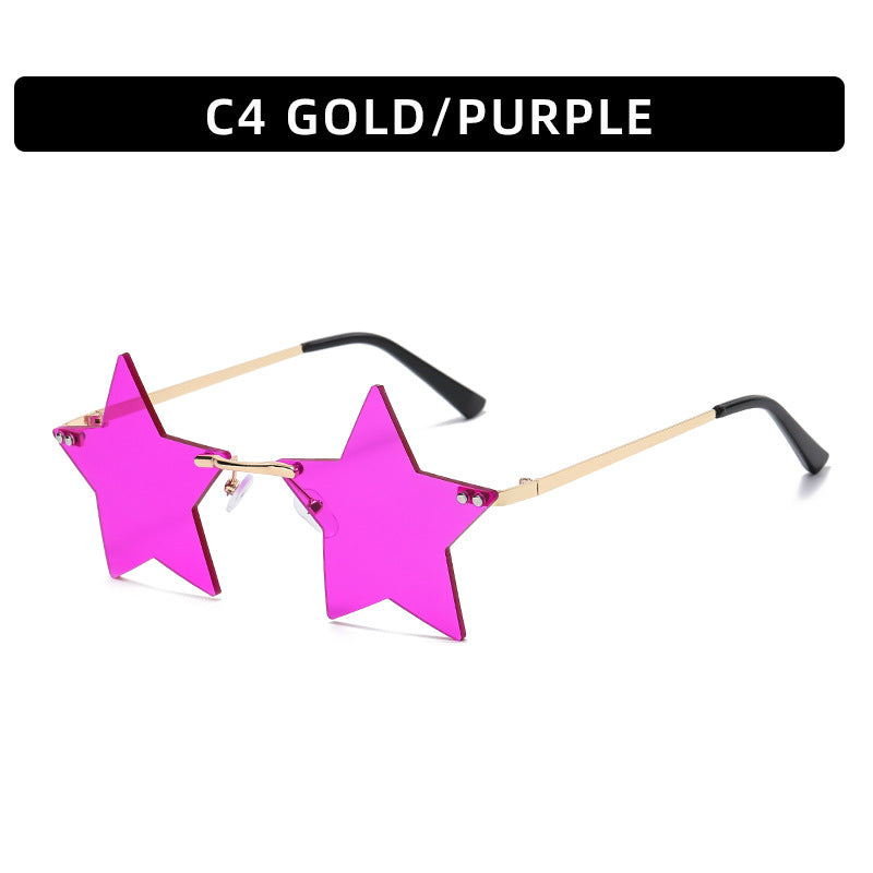 Trendy Star Shaped Sunglasses Pink Gradient UV400 Protection