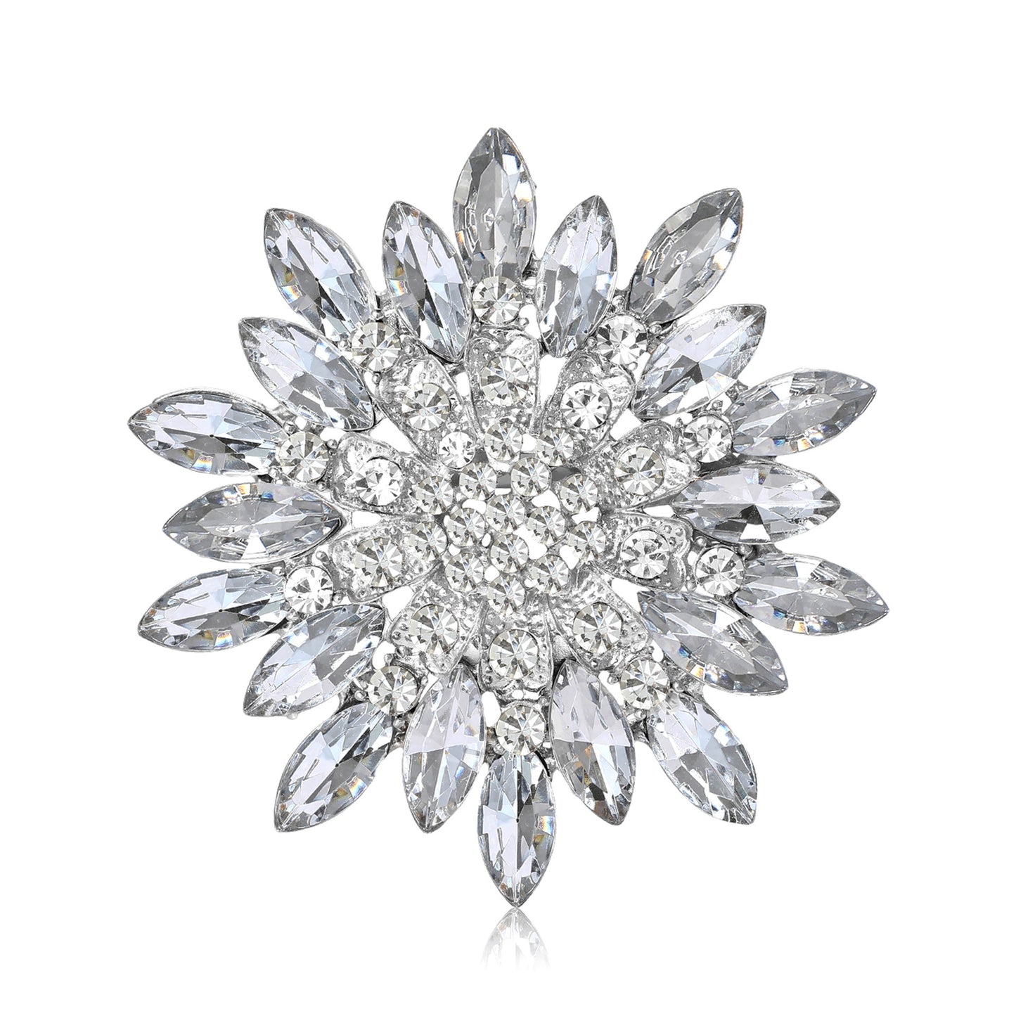 Alloy Creative Rhinestone Hollow Sunflower Flower Brooch Stylish Elegant Pin