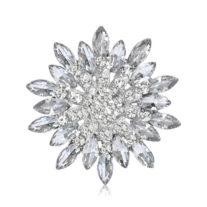 Alloy Creative Rhinestone Hollow Sunflower Flower Brooch Stylish Elegant Pin