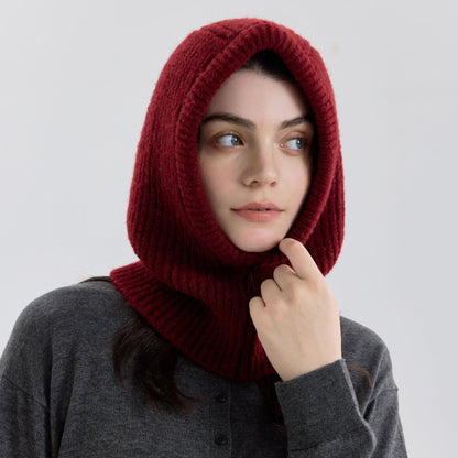 Trendy Solid Color Wool Blend Knitted Balaclava Hat