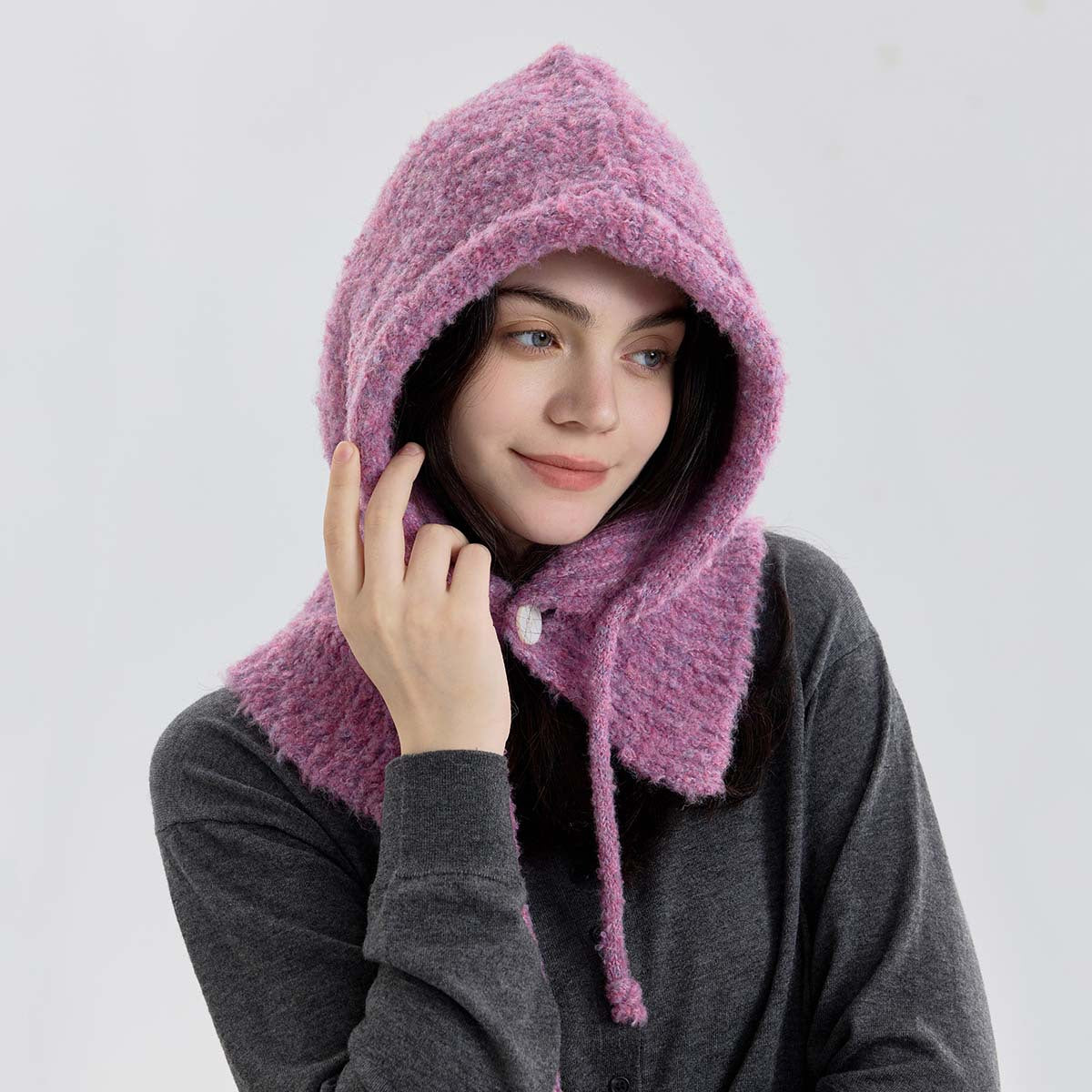 Trendy Knit Wool Blend Balaclava Hat with Neck Warmer