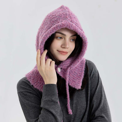 Trendy Knit Wool Blend Balaclava Hat with Neck Warmer
