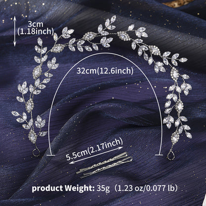 Bridal Crystal Headband Elegant Silver Hair Accessory for Weddings and Parties