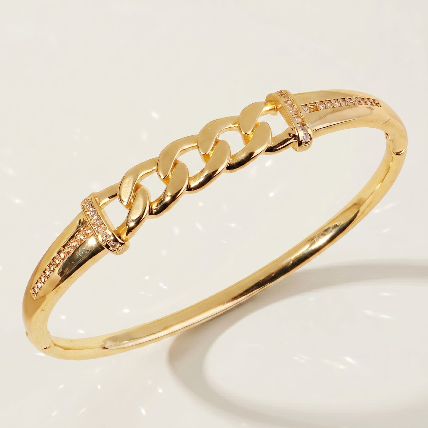 High-End Zirconia Stone Bangle with Nail Design for Weddings and Parties