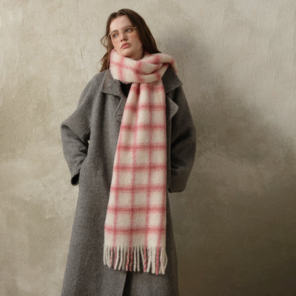 Designer Plaid Wool Scarf Soft Warm Fall Winter Wrap for Women