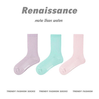 Mid Calf Vintage Gradient Cotton Socks