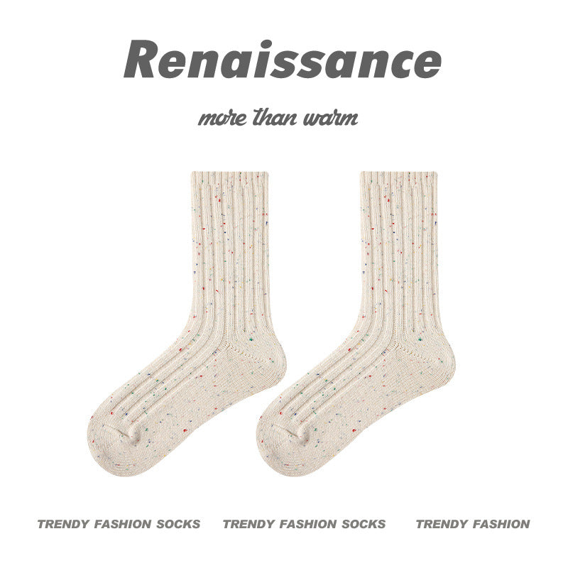 Mid Calf Dotted Combed Cotton Moisture Wicking Socks