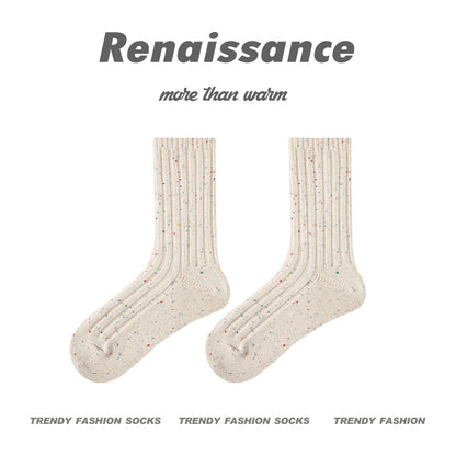 Mid Calf Dotted Combed Cotton Moisture Wicking Socks