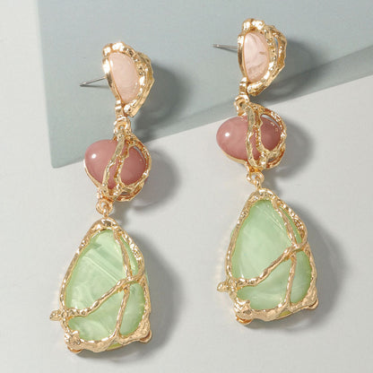 Resin Waterdrop Long Drop Earrings Colorful Boho Chic