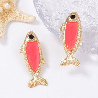 Stud Earrings Koi Fish Alloy Vintage Chic Everyday