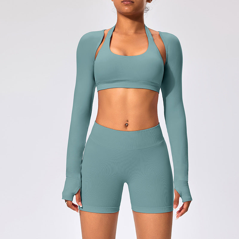 Women's Outdoor Yoga Set with Open Back Sports Bra and Pants