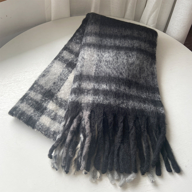 Soft Cashmere Feel Plaid Scarf for Women - Vintage Style