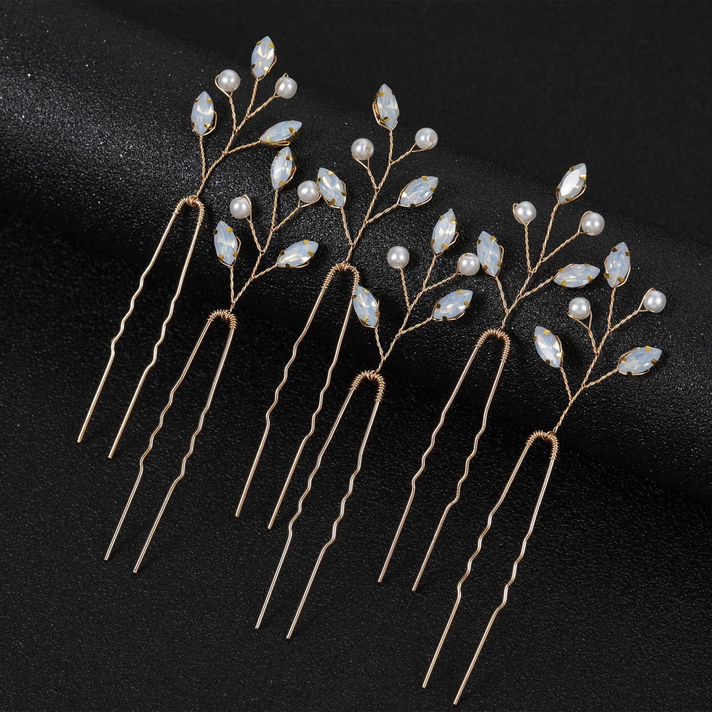 Emerald U Shaped Hair Pins Set of 6 Elegant Bridal Hairpiece