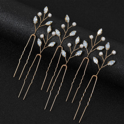 Emerald U Shaped Hair Pins Set of 6 Elegant Bridal Hairpiece
