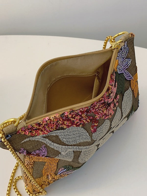 Embroidered Sequin Evening Clutch Bags Trendy Retro Style