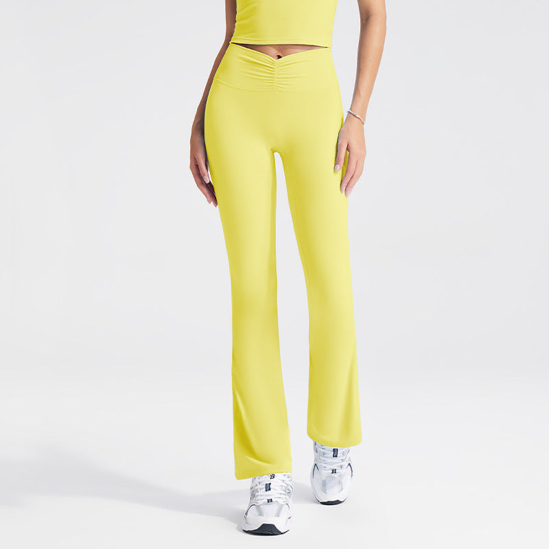 Cross Back Sports Yoga Set with V-Waist and Ruched Leggings