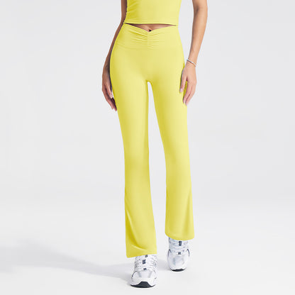 Cross Back Sports Yoga Set with V-Waist and Ruched Leggings