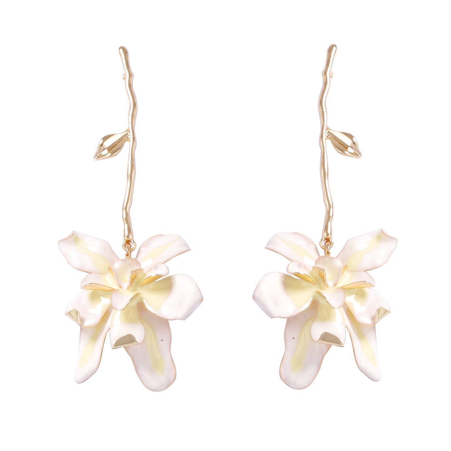 Earrings Metal Floral Statement Drop Vacation Style