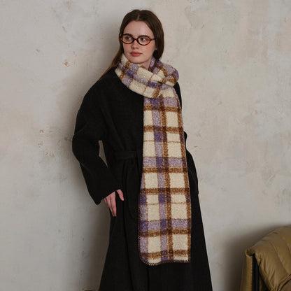 Lazy Scottish Checkered Wool Scarf for Women - Stylish Versatile Wrap
